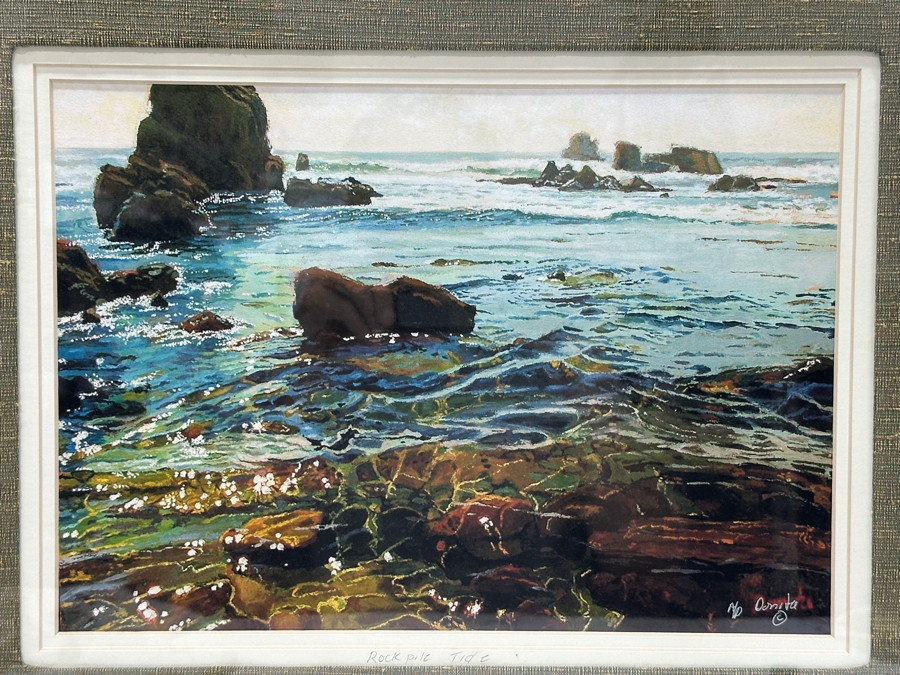 Donita Lloyd (Laguna Beach, CA) Limited Edition Print Titled 'Rockpile Tide' 13.5 X 10 Framed 23.5 X 20