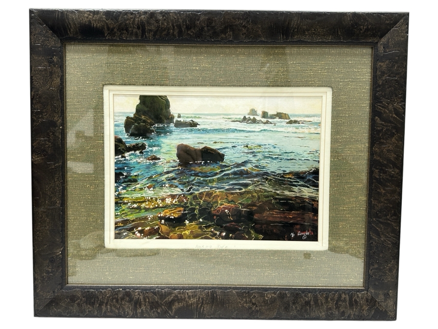 Donita Lloyd (Laguna Beach, CA) Limited Edition Print Titled 'Rockpile Tide' 13.5 X 10 Framed 23.5 X 20 [Photo 2]