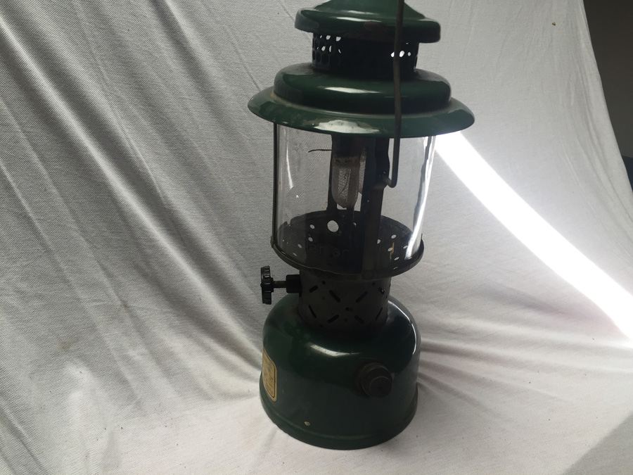 Vintage Green Coleman Pyrex Etched Glass Lantern