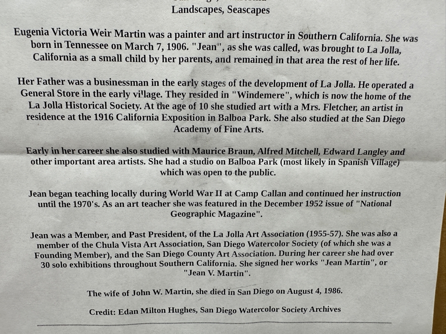 Jean V Martin (1906-1986, San Diego) Original Desert Landscape Painting Signed Lower Left [Photo 12]