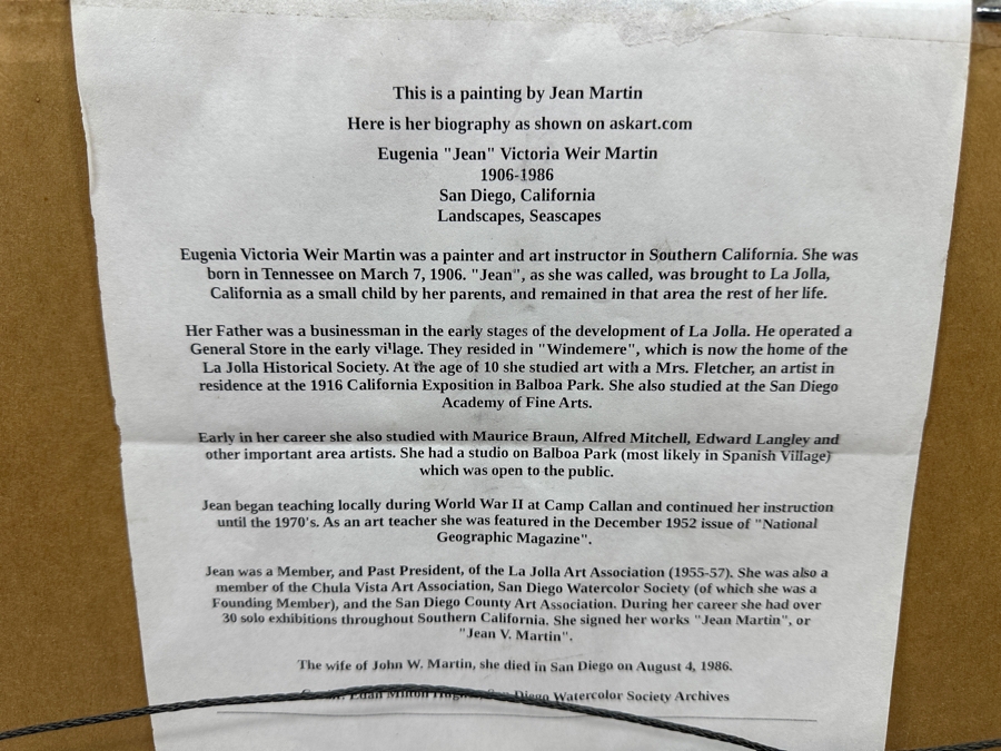 Jean V Martin (1906-1986, San Diego) Original Desert Landscape Painting Signed Lower Left [Photo 10]