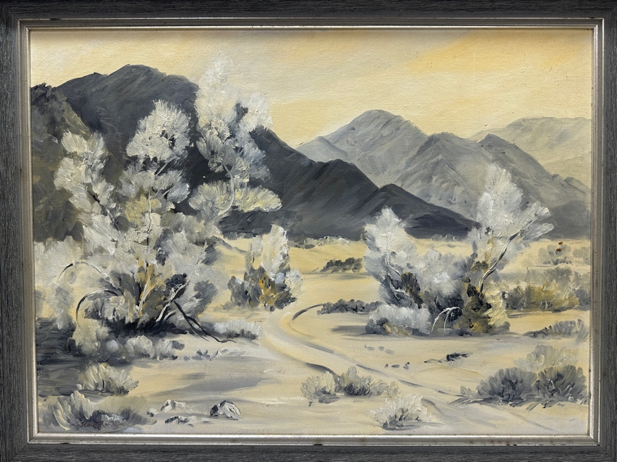 Jean V Martin (1906-1986, San Diego) Original Desert Landscape Painting Signed Lower Left