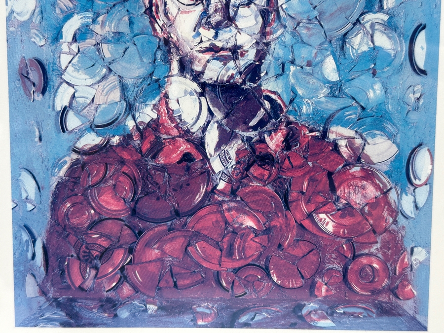 Autographed Elton John Signature In Black Marker Pen At Bottom Of A Print Of Julian Schnabel's 1997 Oil And Plates Painting Of Elton John Used As Cover Artwork For Elton John's Album 'The Big Picture' 6 X 8 Framed 16 X 19 [Photo 8]