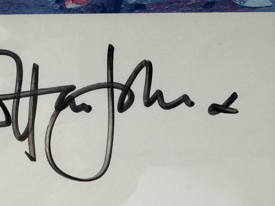 Autographed Elton John Signature In Black Marker Pen At Bottom Of A Print Of Julian Schnabel's 1997 Oil And Plates Painting Of Elton John Used As Cover Artwork For Elton John's Album 'The Big Picture' 6 X 8 Framed 16 X 19 [Photo 5]