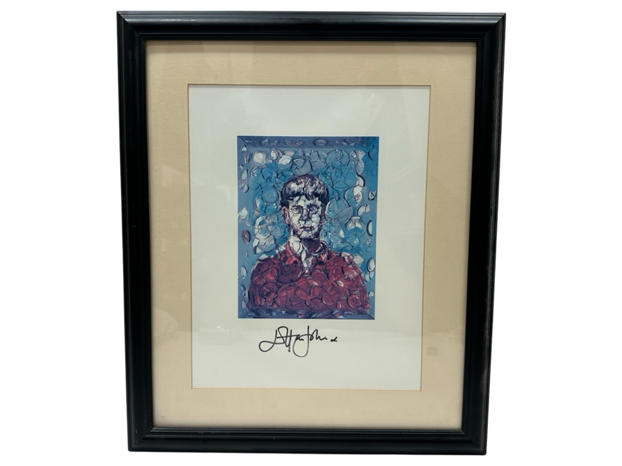 Autographed Elton John Signature In Black Marker Pen At Bottom Of A Print Of Julian Schnabel's 1997 Oil And Plates Painting Of Elton John Used As Cover Artwork For Elton John's Album 'The Big Picture' 6 X 8 Framed 16 X 19 [Photo 2]