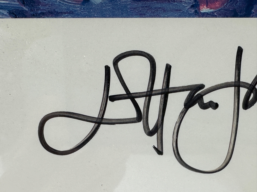 Autographed Elton John Signature In Black Marker Pen At Bottom Of A Print Of Julian Schnabel's 1997 Oil And Plates Painting Of Elton John Used As Cover Artwork For Elton John's Album 'The Big Picture' 6 X 8 Framed 16 X 19 [Photo 4]