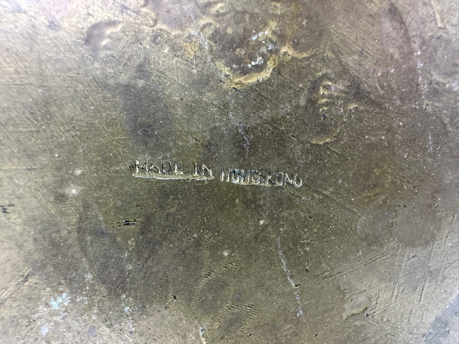 Vintage Hand Etched Brass 30' Round Tray Wall Hanging Made In Hong Kong Weighs 6.8lbs [Photo 6]