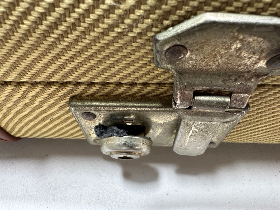 Vintage 1979 Fender Antigua Stratocaster Solid Body Electric Guitar Made In Fullerton, California Factory USA Serial Number S956730 With Fender Tweed Hard Case (Case Has Damaged Latch And Lock) 38.5'L Estimate $3,000-$4,000 [Photo 21]