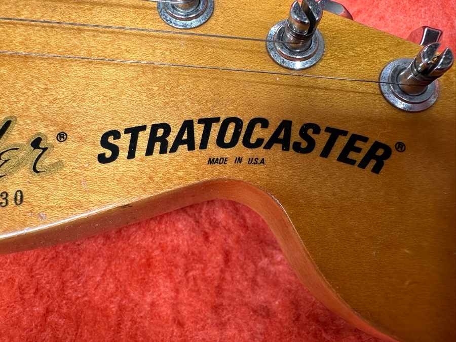 Vintage 1979 Fender Antigua Stratocaster Solid Body Electric Guitar Made In Fullerton, California Factory USA Serial Number S956730 With Fender Tweed Hard Case (Case Has Damaged Latch And Lock) 38.5'L Estimate $3,000-$4,000 [Photo 9]