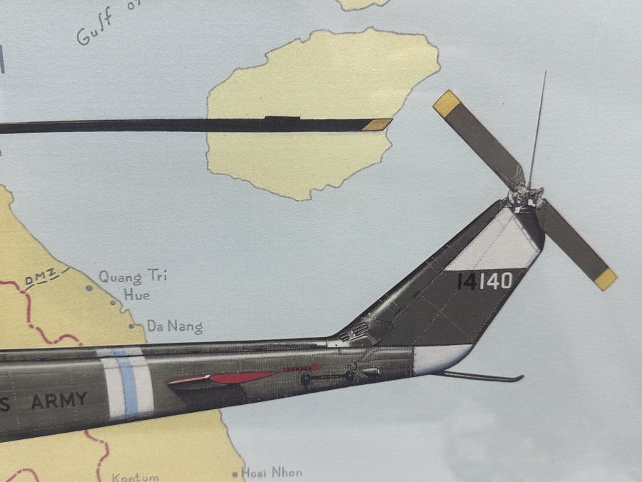 Larry Lapadura Hand Signed Limited Edition 1986 Print Titled 'Bell UH-1C HUEY Of The 174th Assault Helicopter Company SHARKS Gun Platoon 14th Avn. Bn., 1st Avn. Bde. Vietnam, 1971' Numbered 118 Of 1,000 26 X 20 Framed 36 X 30 With COA [Photo 6]
