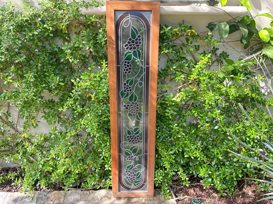 Just Added - Stained Glass Grape Motif Panel 13.25'W x 58'H