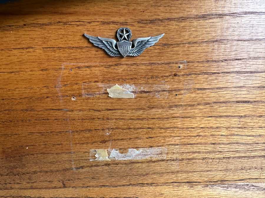 Just Added - Actual Bell Helicopter Tail Rotor Mounted On Wooden Frame 54.5 X 22 With U.S. Army Master Aviator Badge Pilot Wings And Crazy Horse Saloon Anchorage, AK Ice Scraper  [Photo 7]