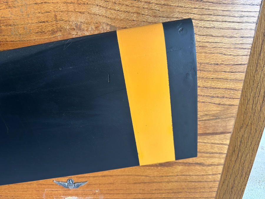 Just Added - Actual Bell Helicopter Tail Rotor Mounted On Wooden Frame 54.5 X 22 With U.S. Army Master Aviator Badge Pilot Wings And Crazy Horse Saloon Anchorage, AK Ice Scraper  [Photo 8]