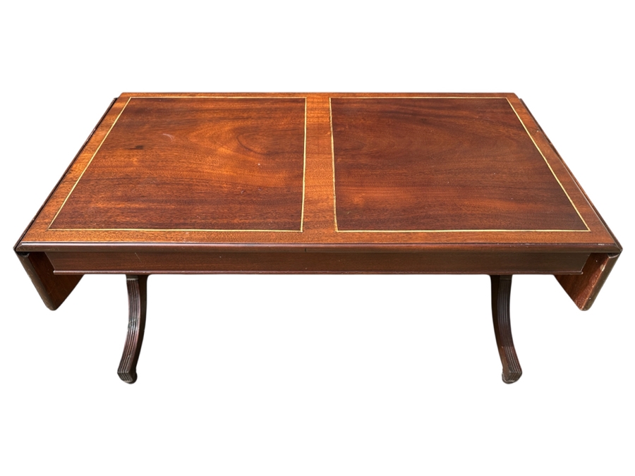 Just Added - Inlaid Wooden Drop Leaf Coffee Table 51W X 21D X 17H [Photo 2]