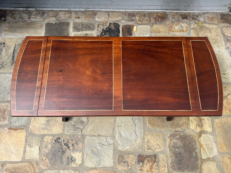 Just Added - Inlaid Wooden Drop Leaf Coffee Table 51W X 21D X 17H [Photo 4]