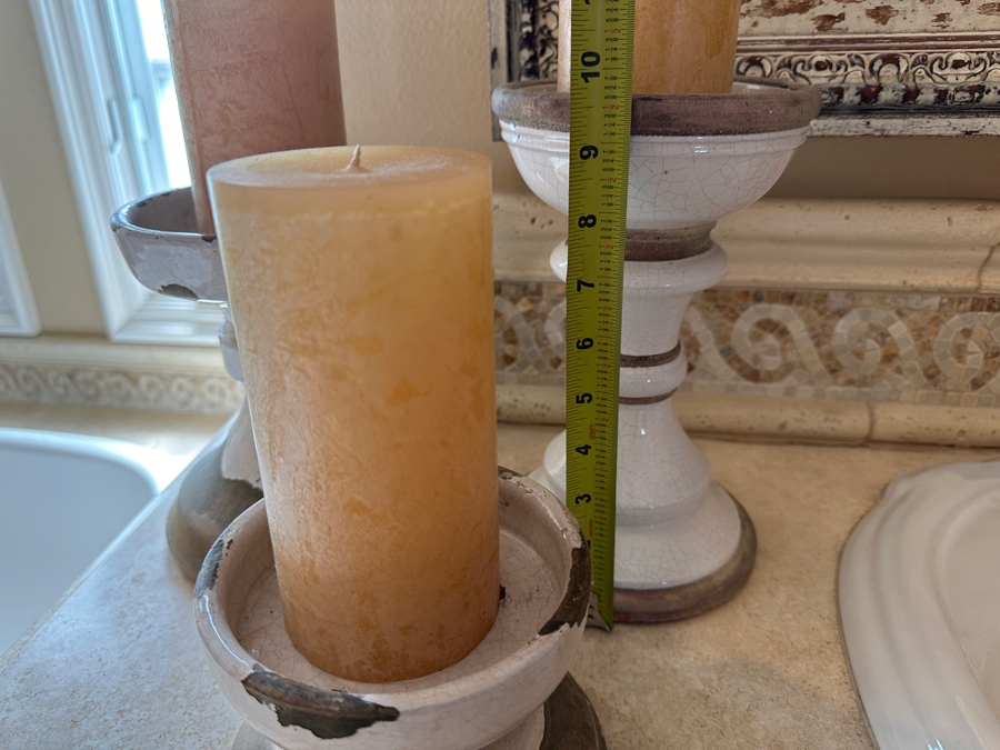 Just Added - Set Of Three Pottery Barn Candle Holders Tallest Is 9.5'H [Photo 4]