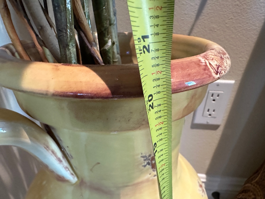 Just Added - Yellow Tuscany Italy Double Handled Glazed Pottery Vase (No Flowers) 20.5'H [Photo 4]