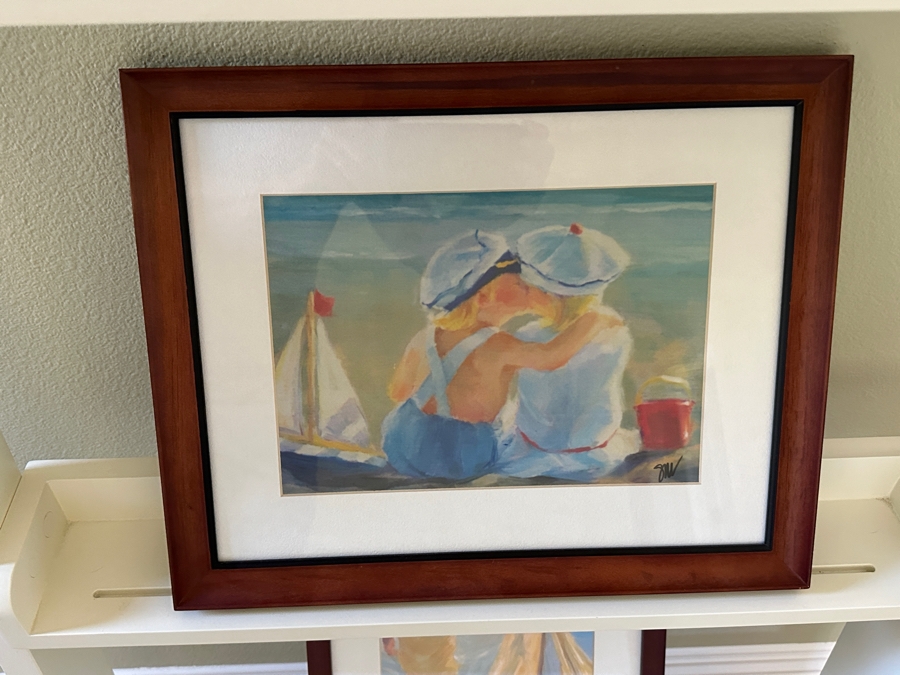 Just Added - White Picture Display Ladder 26'W X 72'H X 5'D With Five Framed Prints 12 X 15 [Photo 2]