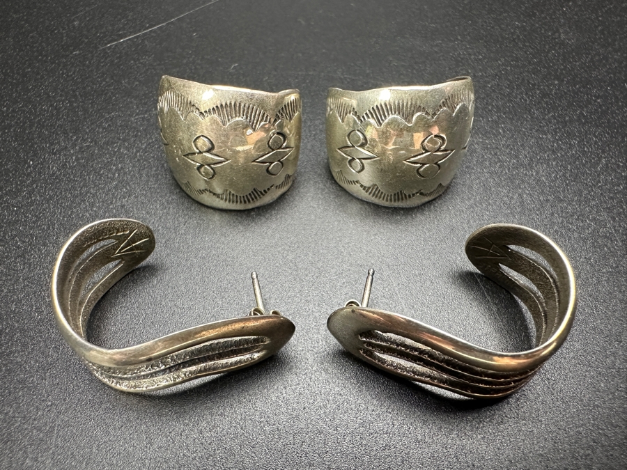 Just Added - Two Pairs Of Sterling Silver Earrings 17.2g [Photo 2]