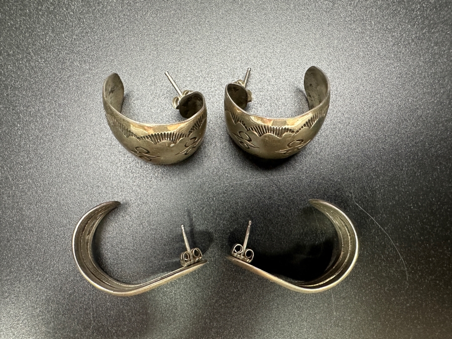 Just Added - Two Pairs Of Sterling Silver Earrings 17.2g [Photo 5]