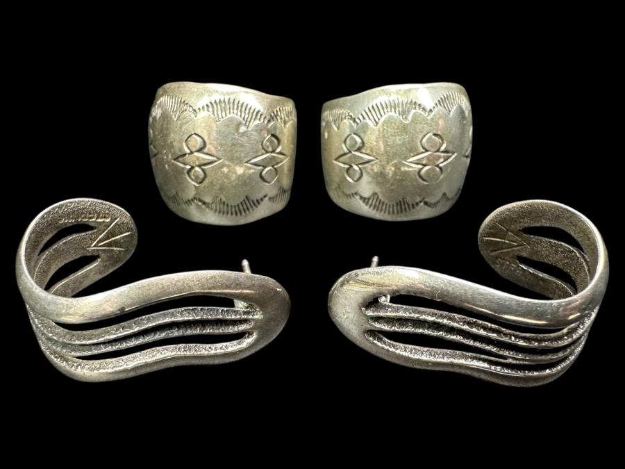 Just Added - Two Pairs Of Sterling Silver Earrings 17.2g