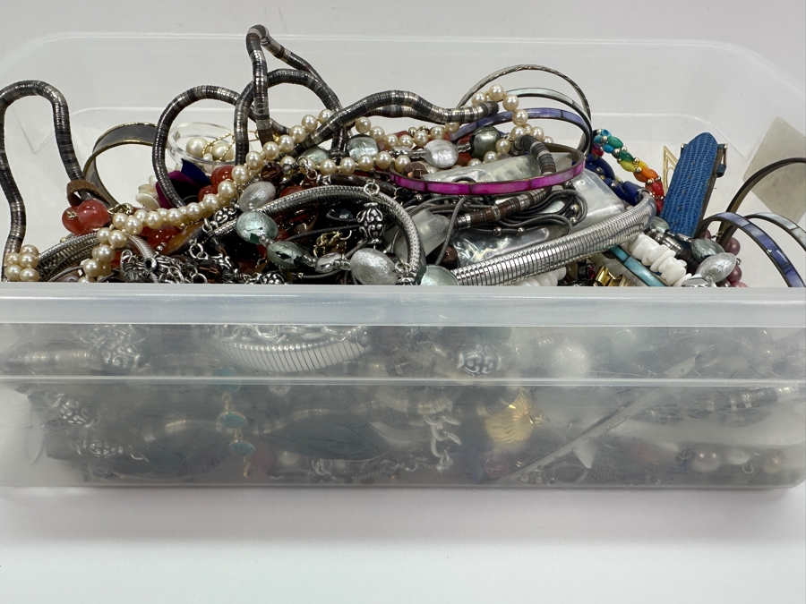 Just Added - Lot Of Costume Jewelry - Some Signed Pieces / Some Sterling Silver 6.8lbs [Photo 3]