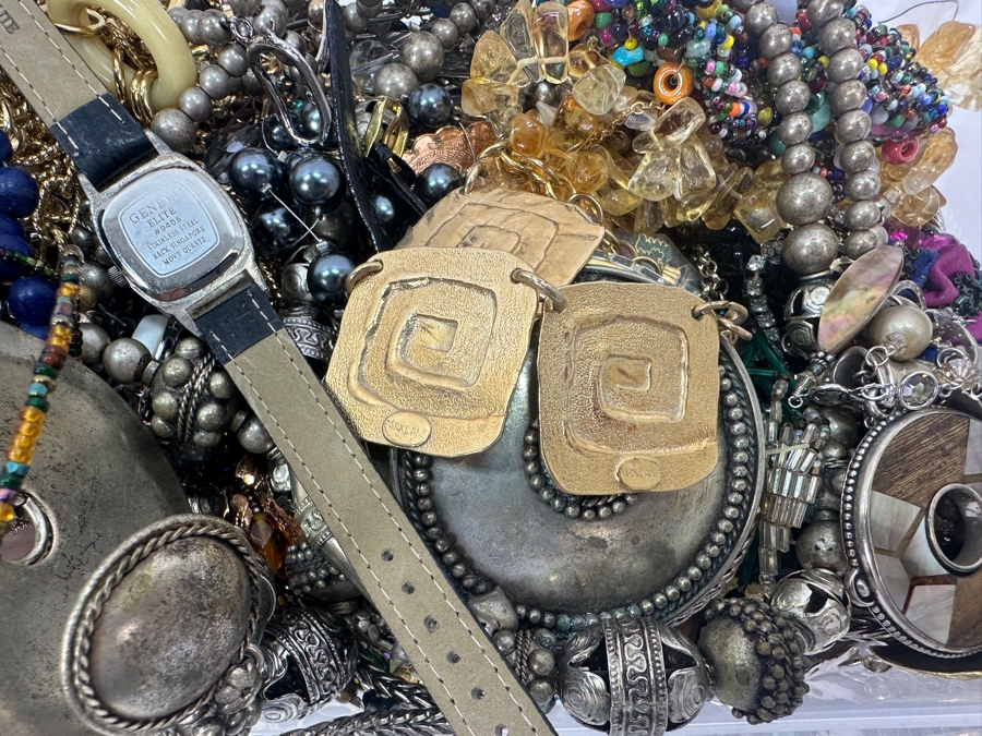 Just Added - Lot Of Costume Jewelry - Some Signed Pieces / Some Sterling Silver 11.6lbs	 [Photo 12]