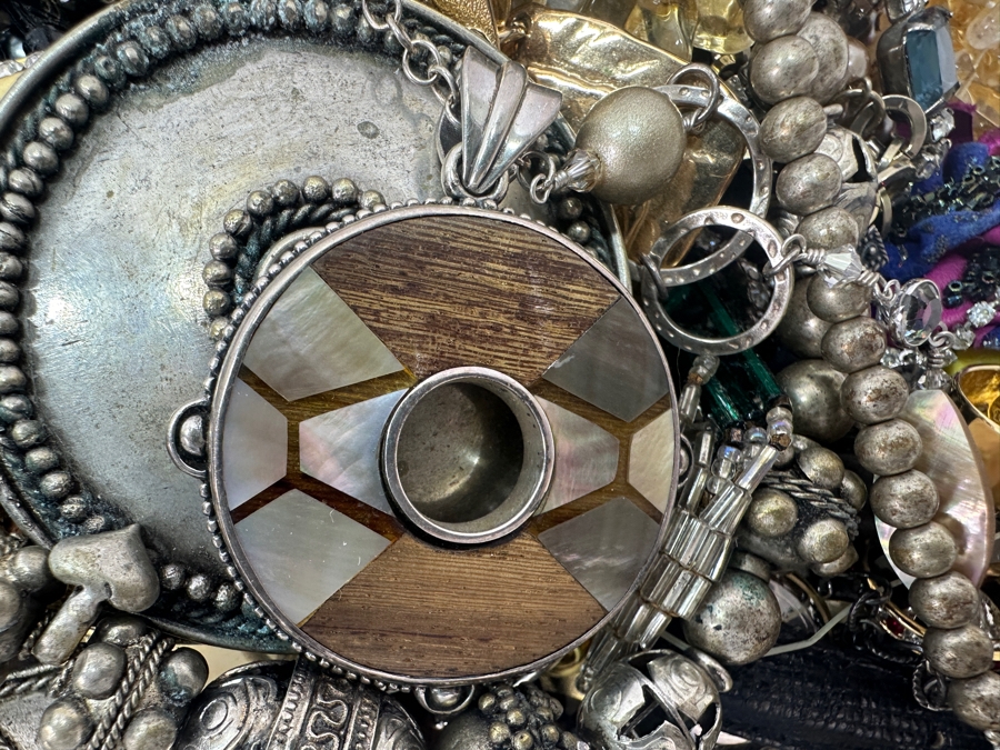 Just Added - Lot Of Costume Jewelry - Some Signed Pieces / Some Sterling Silver 11.6lbs	 [Photo 11]