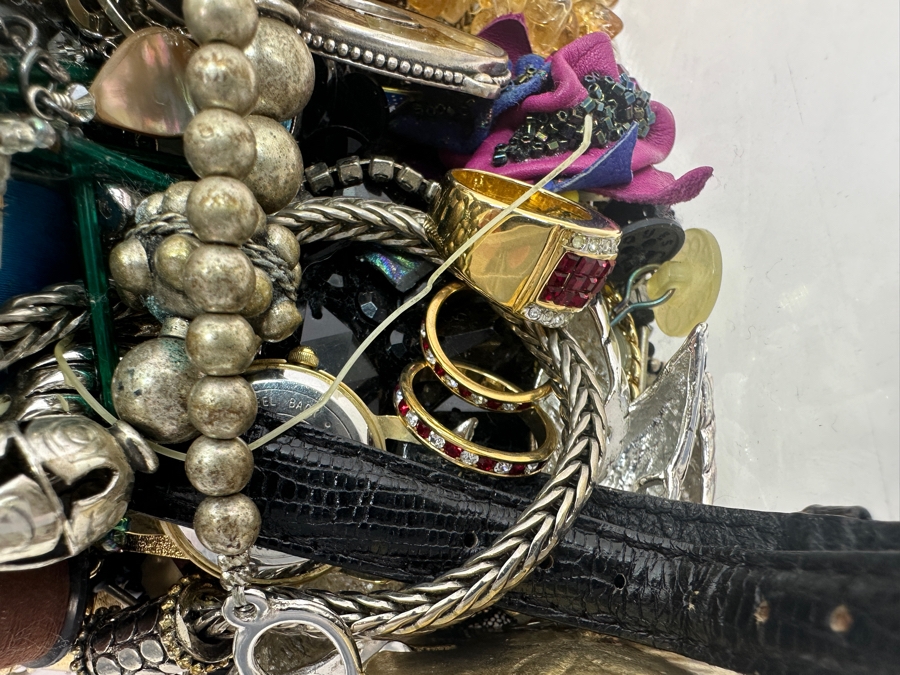 Just Added - Lot Of Costume Jewelry - Some Signed Pieces / Some Sterling Silver 11.6lbs	 [Photo 9]