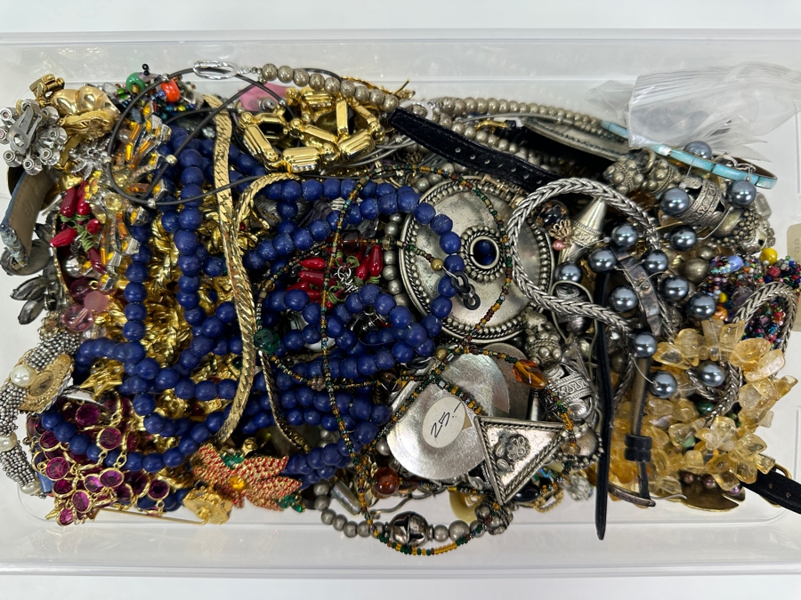 Just Added - Lot Of Costume Jewelry - Some Signed Pieces / Some Sterling Silver 11.6lbs	 [Photo 2]