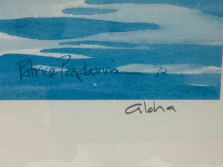 Just Added - Patrice Pendarvis Artist Hand Signed Print Titled 'Hanalei Bay 1990' Hawaiian Outrigger Canoe Race 21 X 15 Framed 30 X 24 [Photo 6]