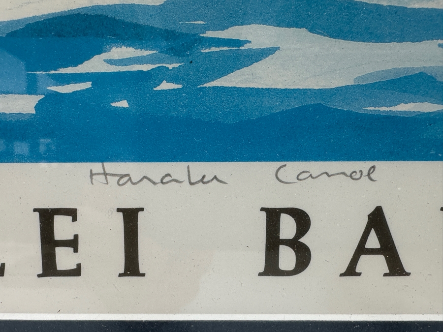 Just Added - Patrice Pendarvis Artist Hand Signed Print Titled 'Hanalei Bay 1990' Hawaiian Outrigger Canoe Race 21 X 15 Framed 30 X 24 [Photo 4]