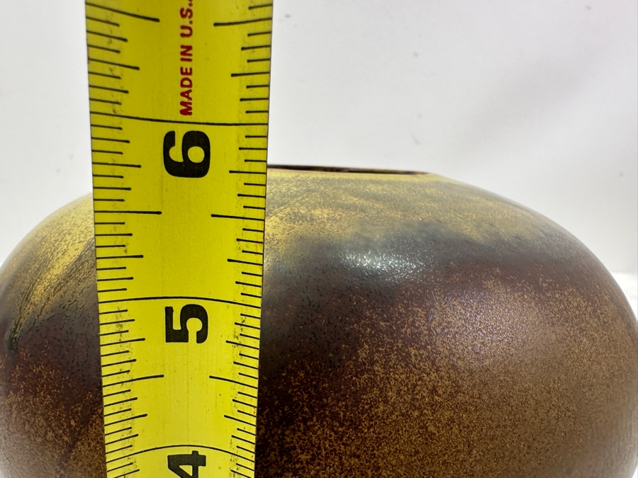 Signed Mid-Century Glazed Pottery Vase 9W X 5.5H [Photo 9]