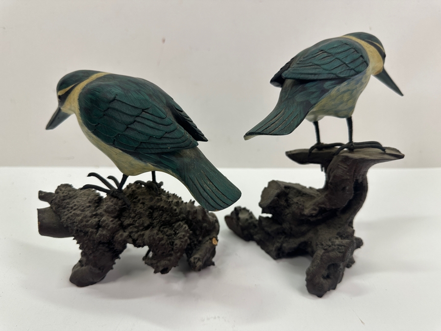Pair Of Hand Painted Kingfisher Bird Figurines 7'H [Photo 5]