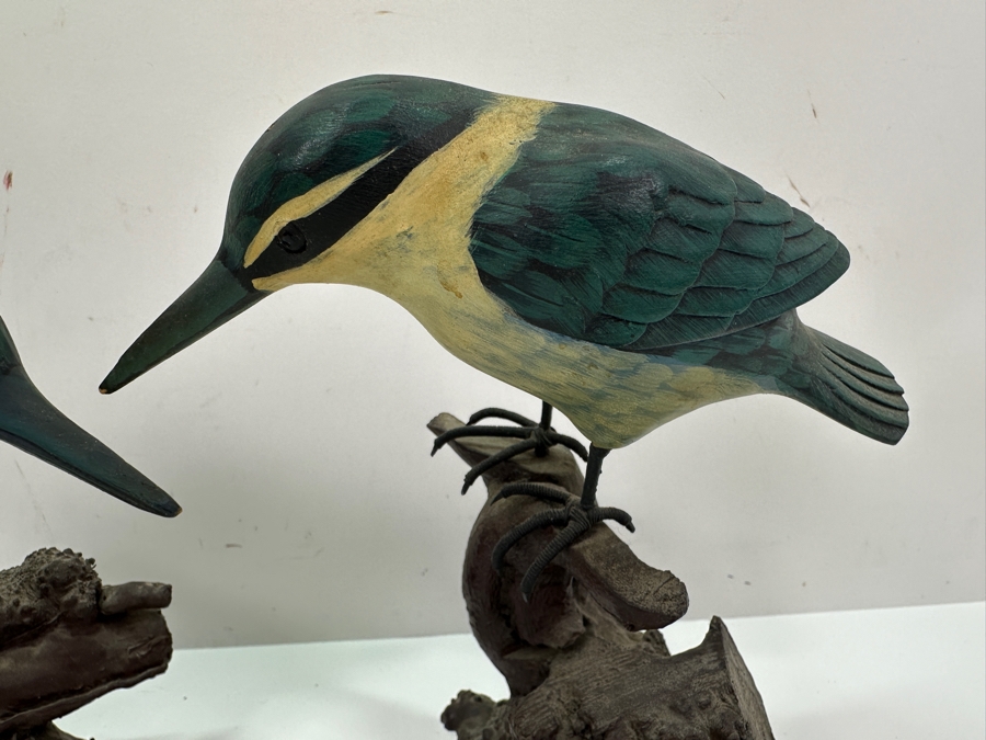 Pair Of Hand Painted Kingfisher Bird Figurines 7'H [Photo 3]