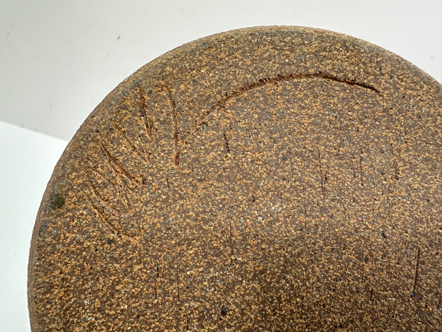 Vintage MCM Artist Signed Handmade Glazed Pottery Watering Can 7.5'H [Photo 6]