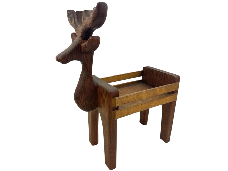 Handmade Wooden Reindeer Planter Crate 23W X 9D X 24H