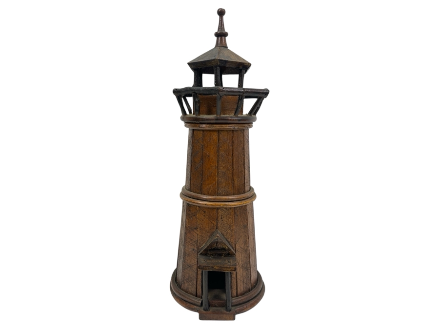 Handmade Wooden Lighthouse Sculpture 20.5'H