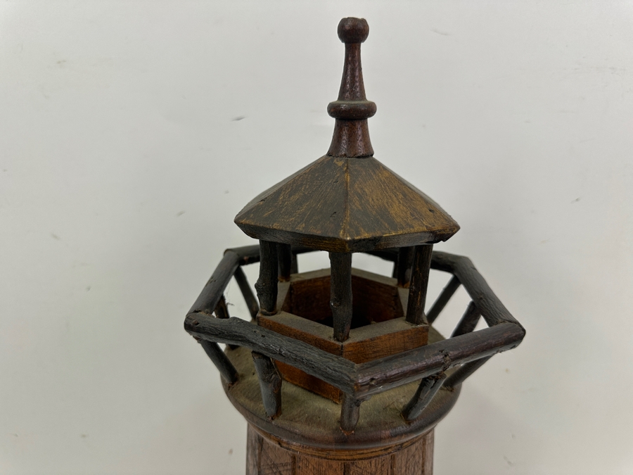 Handmade Wooden Lighthouse Sculpture 20.5'H [Photo 3]