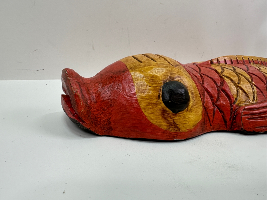 Hand Painted Wooden Fish Wall Sculpture 6W X 20L X 3D [Photo 4]