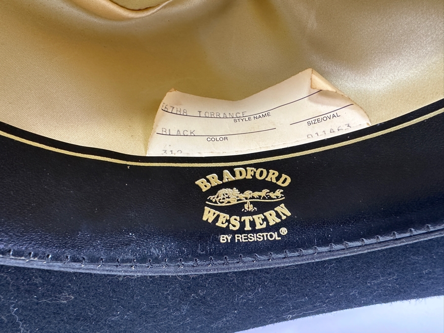 Black Bradford Western Cowboy Hat By Resistol Size 7 [Photo 7]