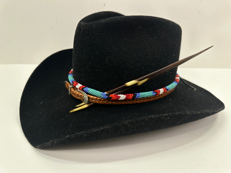 Black Bradford Western Cowboy Hat By Resistol Size 7 [Photo 4]