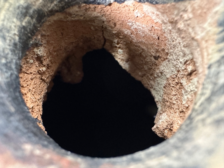 Handmade Old Clay Pottery Pot Featuring Two Raised Animals With Horns Weighs 17lbs 12W X 14H [Photo 7]