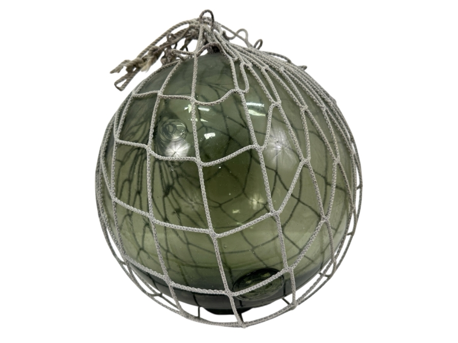 11'W Vintage Japanese Fishing Float With Woven Rope