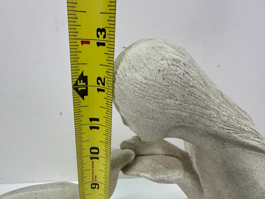 Vintage 1981 Austin Productions Plaster Sculpture Titled 'Girl With Fawn' By Artist Marc La Pointe 15.5W X 5.5D X 13H [Photo 11]