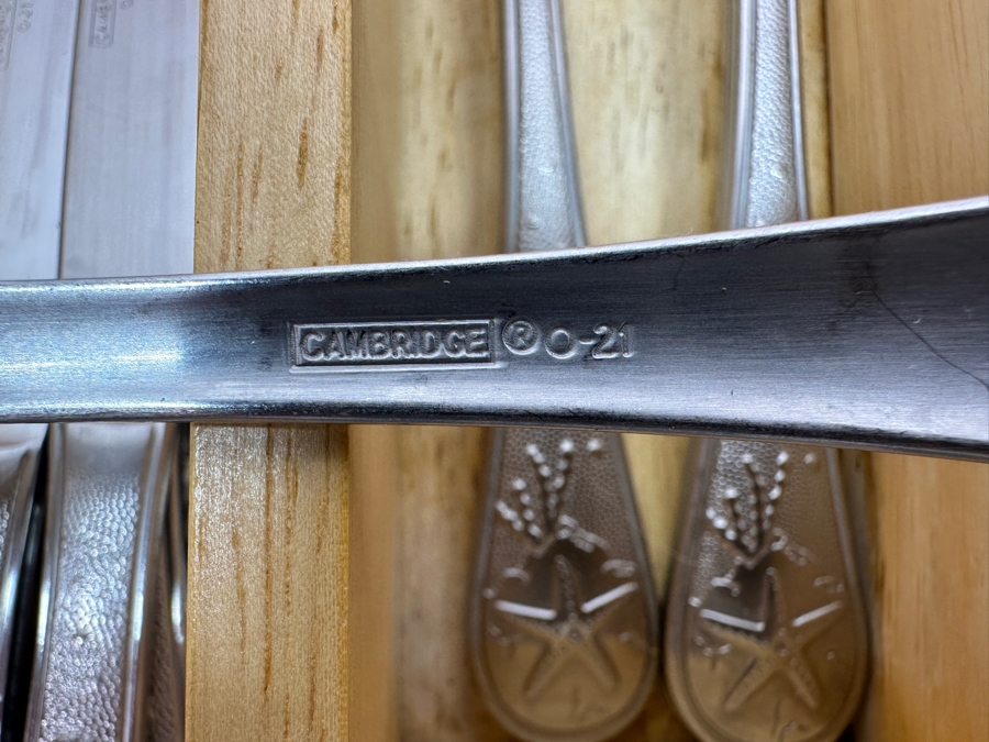 Cambridge Sea Side Marine Life Creatures Stainless Flatware Set Service For Five With Extras [Photo 8]
