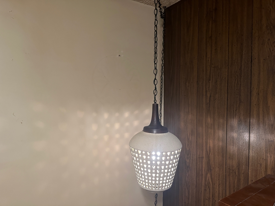 Vintage Mid-Century Modern Hanging Pendant Light Fixture With Chain 20'H [Photo 4]