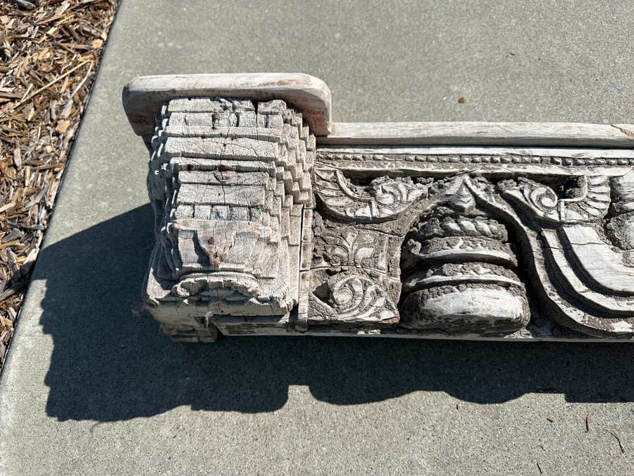 Vintage Hand Carved Wooden Indonesian Wall Shelf 45W X 7D X 7H [Photo 3]