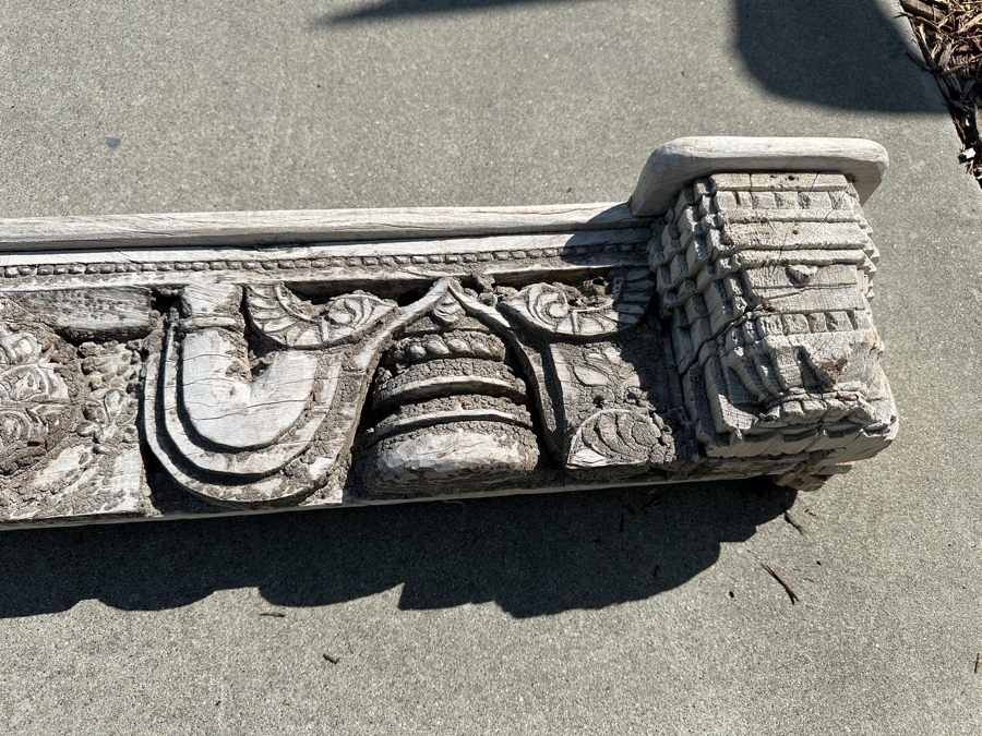 Vintage Hand Carved Wooden Indonesian Wall Shelf 45W X 7D X 7H [Photo 5]