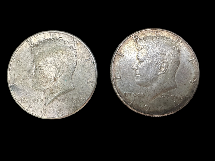 Pair Of 1964 Silver Kennedy Half Dollars